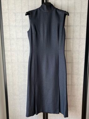 Jose Antonio TENENTE Mock Collar Navy Formal Fitted Lined Dress Lisbon Portugal
